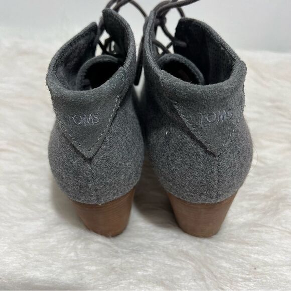 Toms Lunata‎ Grey Suede Block Heeled Lace-Up Booties -- 8.5 - Picture 8 of 13